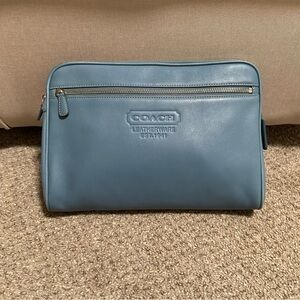 Vintage Coach Light Blue Leather Toiletry Bag 2004 #5068
